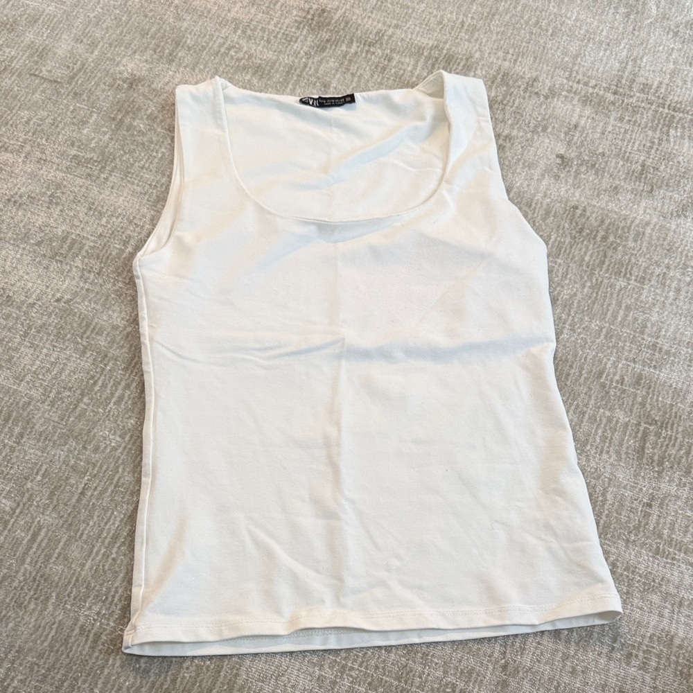 Zara White Scoop Neck Tank Top
